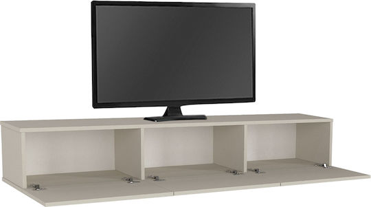 Damla TV Stand from Metal & Wood with LED Lighting Sandstone L180xW29.5xH29.5cm