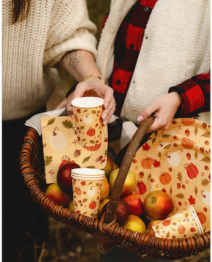 Paper Cups Pumpkins Acorns & Leaves 6 Pieces