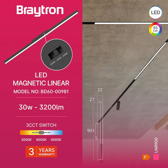 Braytron LED Kommerzielle Lineare Beleuchtung Decke 30W Dimmbar Warm- bis Kaltweiß
