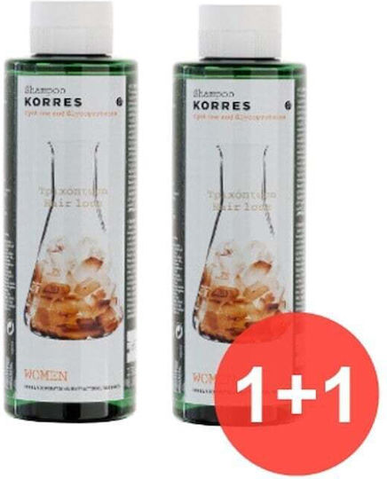 Korres Cystine & Glycoproteins Shampoos against Hair Loss for Fragile, Αντι-Θραύση Hair 2x250ml