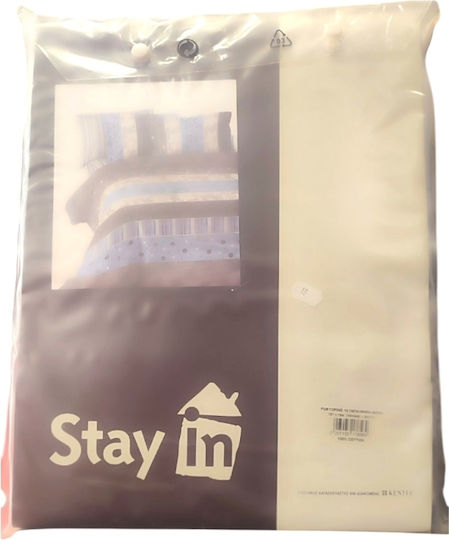 Kentia Σετ Παπλωματοθήκη Βαμβακερή 230x250cm Υπέρδιπλη με 2 Μαξιλαροθήκες Γαλαζιο Ριγε