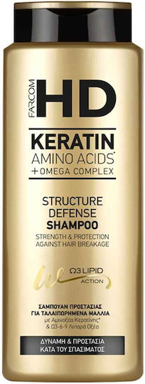 Farcom HD Keratin Structure Defense Shampoos Reconstruction/Nourishment & Shine for Fragile, Αντι-Θραύση Hair 400ml