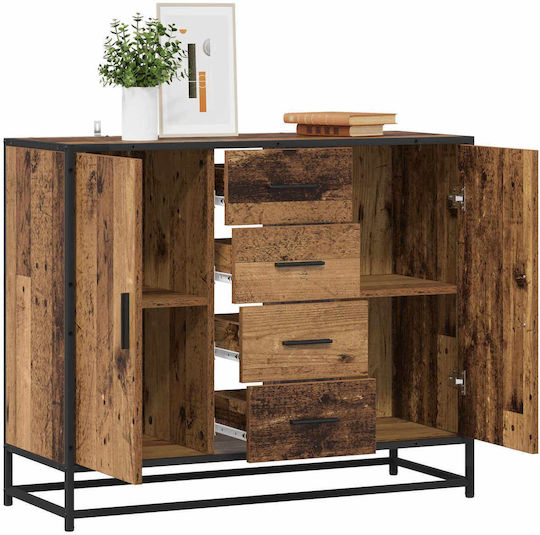 Wooden Sideboard Gebeiztes Holz 92x35x76cm