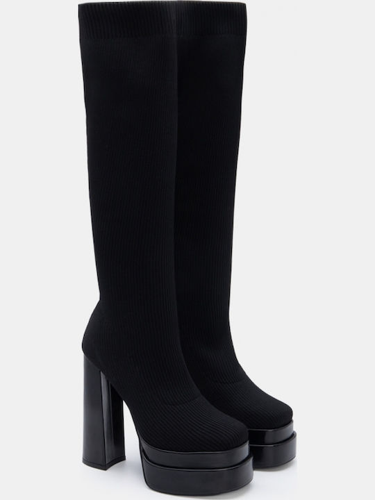 Damenstiefel mit Mittelhohem Absatz Schwarz