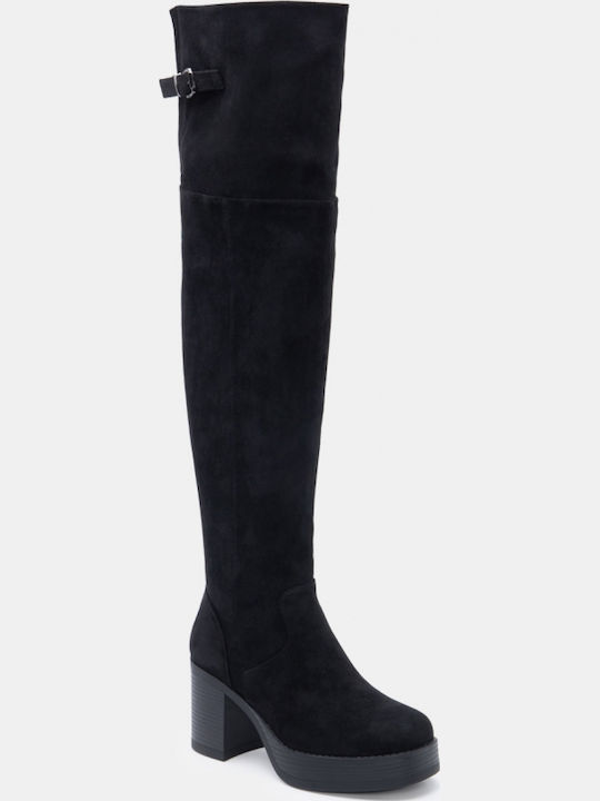 Wildleder Damenstiefel Über dem Knie Schwarze