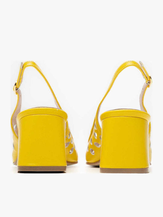Pantofi Cu Toc De Piele Galbeni KG 516-52