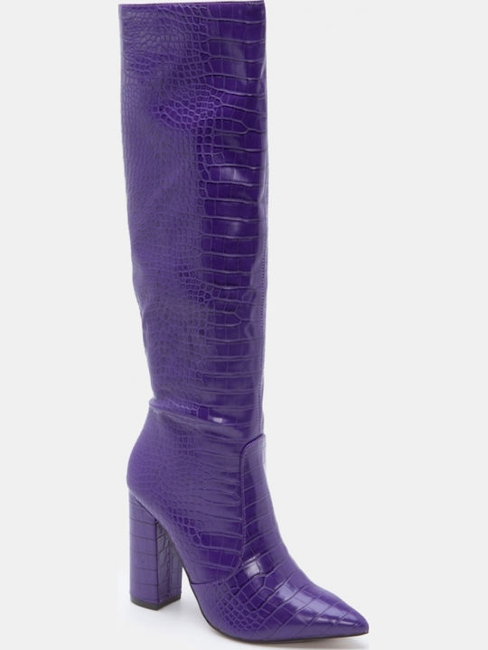 Women's Boots with High Heel Purple