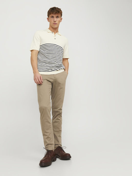 Men's Chino Trousers Elastic Slim Fit Beige