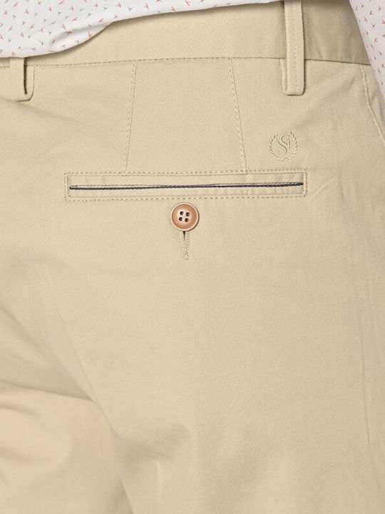 Men's Elastic Beige Trousers