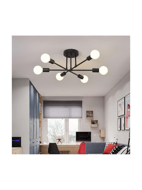 Deckenleuchte Montieren 70cm Schwarze mit E27 Lampenbirnensockel PA-165-Schwarz