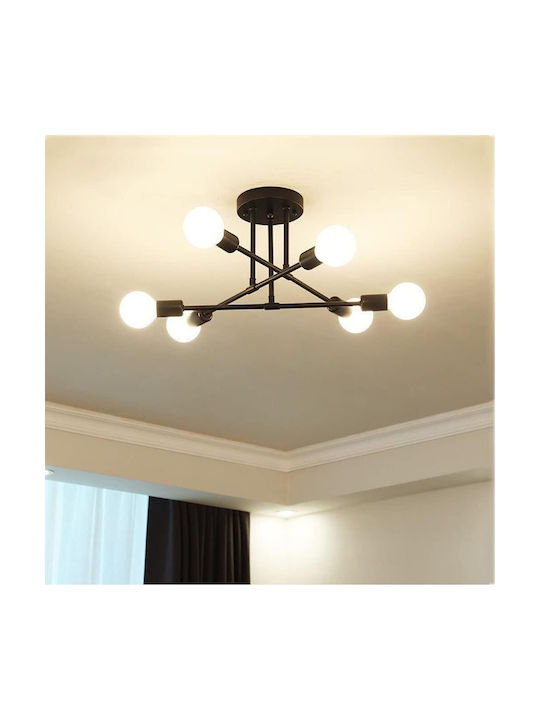 Deckenleuchte Montieren 70cm Schwarze mit E27 Lampenbirnensockel PA-165-Schwarz