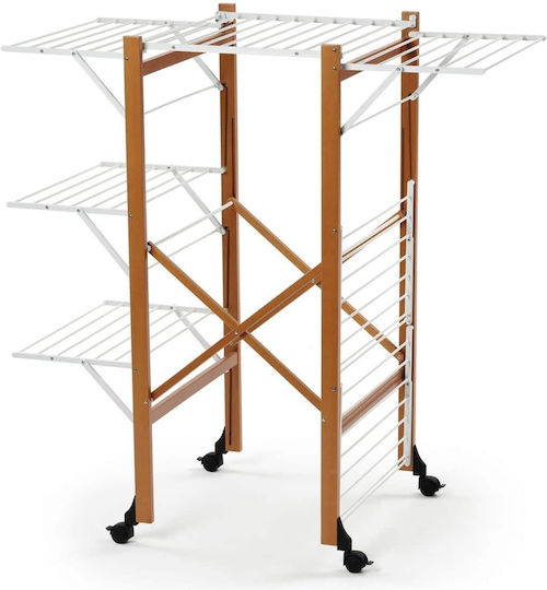 Arredamenti Italia Uscător de Rufe Pliabil Încălzit de Pardoseală din Lemn cu Roți 37x137cm