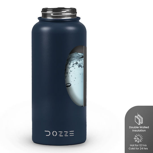 Dozze Monochrome Edition Thermos Bottle Stainless Steel BPA Free 945ml Ocean Blue With Straw