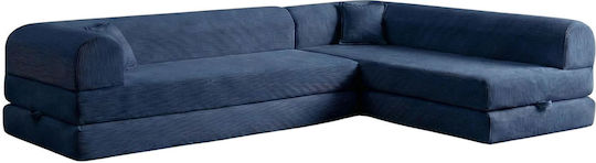 Legom Eco Corner Couch Bed Artificial Leather Navy Blue