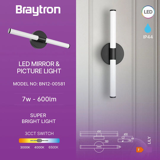 Braytron Leuchte Wand Schwarz