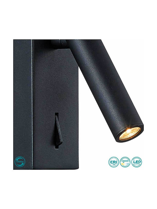Viokef Zen Modern Leuchte Wand mit Integrierter LED und Warmweißes Licht Schwarz 5x5cm