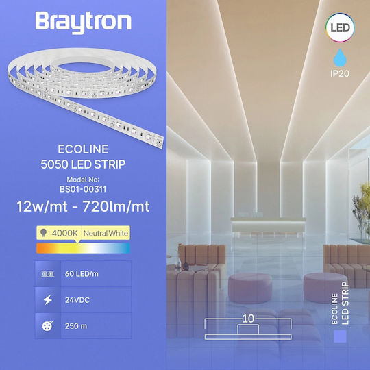 Braytron LED-Streifen 24V Natürliches Weiß Licht 5m Typ SMD5050