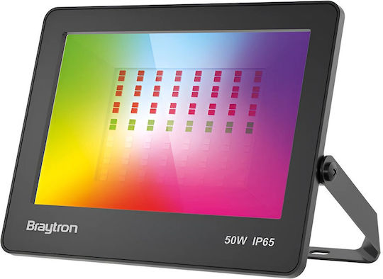 Braytron Αδιάβροχος LED Προβολέας 50W RGB με Τηλεχειριστήριο IP65