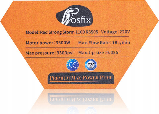 Rosfix Red Strong Storm 1100 Rss05 Pistol de Vopsit 3500w 22mpa 18l/min + Set Accesorii