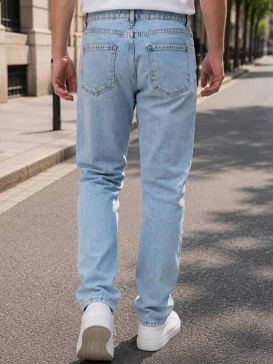 Ανδρικό Παντελόνι Τζιν Regular Straight Fit Μπλε-ανοιχτο