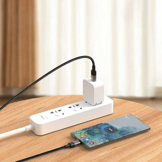 DeTech Cablu USB-C Masculin - USB-C 60W PD Negru 1m 40551