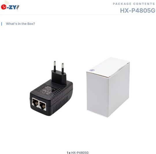 E Zy.Net HX-PA4805G PoE+ Injector