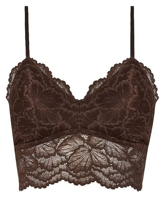 Women's Crop Top with Spaghetti Straps & V-Neck Brown