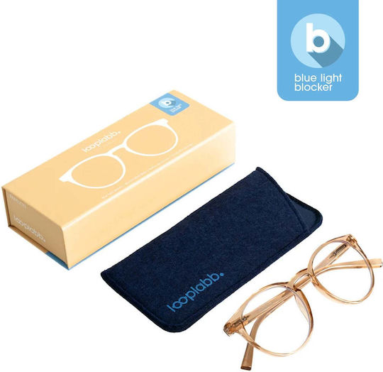 Looplabb Papillon Kristall Champagner Blaulichtblockierende Brillen Grad 3