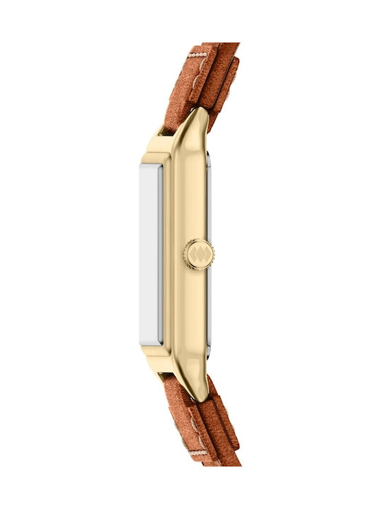 Raquel Womens Watch 23mm Battery with Gold Leather Strap