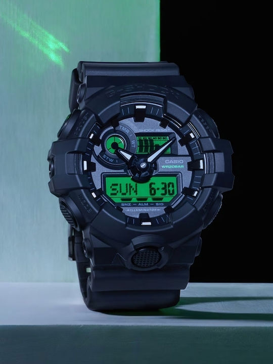 Casio Мъжки часовник На батерия с Зелен Каучуков Каишка