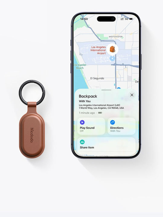 Mcdodo Mini Gps Tracker Car Keys Bike Apple Find My Brown