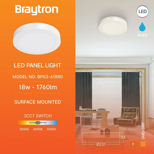 Braytron На открито LED Панел 18W с Регулируемо бяло Светлина