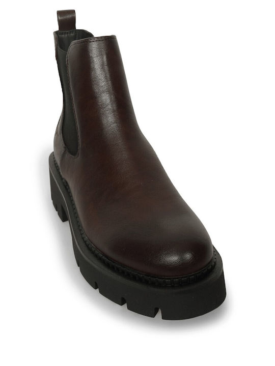 Damen Chelsea-Stiefel mit Mittelhohem Braun Absatz
