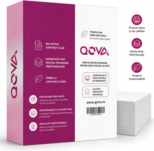 Qova Hârtie de Copiat A4 80 Gsm 500 Foi 210 X 297 Mm Albă Hârtie Imprimantă Inkjet Laser Universal