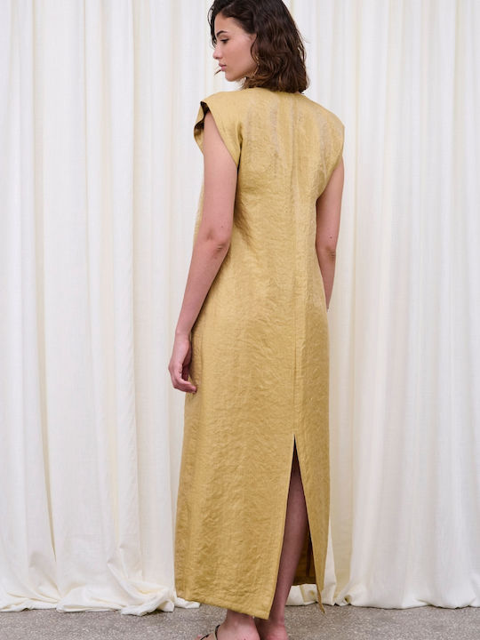 Sommer Maxi Abend Hemdkleid Gold