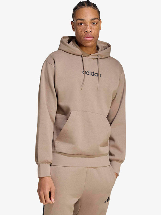 adidas Essentials Linear Φούτερ Χακί με Κουκούλα