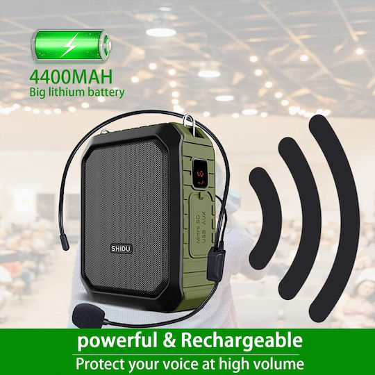 Amplificator vocal portabil fără fir Microfon Bluetooth Megafon Baterie 4400 mAh Funcție Power Bank Slot Card Funcție de înregistrare Impermeabil IPX5 Profesori Ghizi Turistici Antrenori