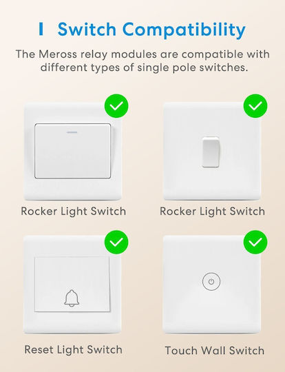 Meross Интелигентен Превключвател Wi-Fi 10A С Неутрален
