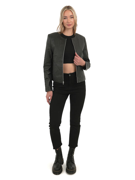 Women's Leather Jacket for Winter Black