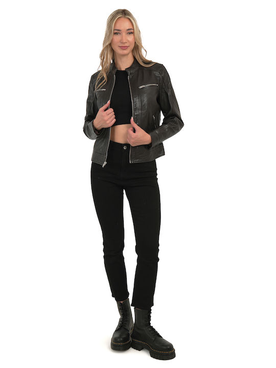 Women's Leather Jacket for Winter Black