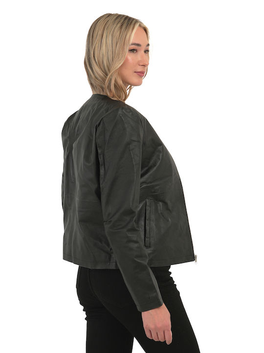 Women's Leather Jacket for Winter Black