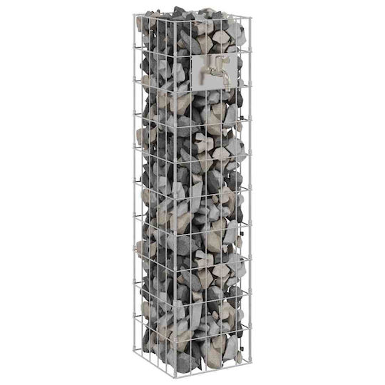 vidaXL Gabion Faucet Garden Fencing Supply 25x25x100cm 4 Pieces Silver