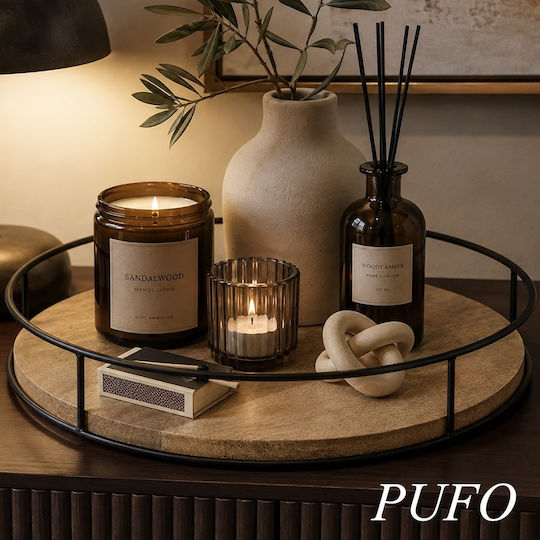 Decorative Wooden Round Tray 28x28cm
