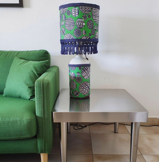 Glass Table Lamp with Green Shade