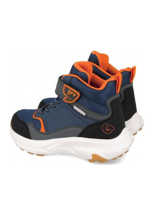 Anatomic Leather Kids Ankle Boots with Hoop & Loop Closure Blue