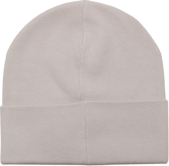 Beanie Unisex Σκούφος με Rib Πλέξη σε Μπεζ χρώμα