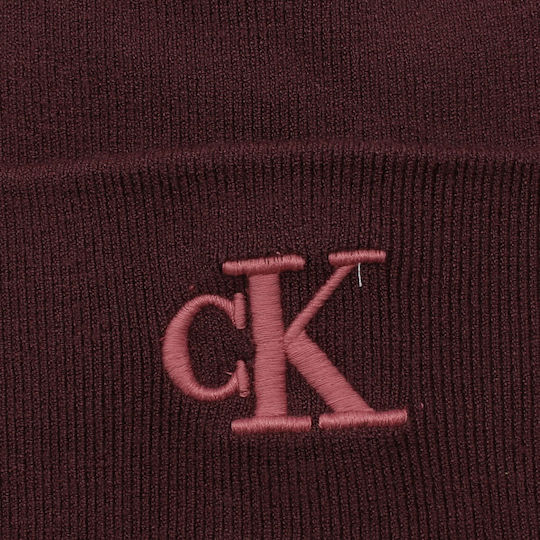 Beanie Unisex Mützen mit Rib Strickart in Burgundisch Farbe
