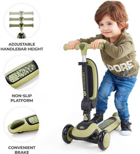 Kinderkraft Trotinetă pentru copii pliabilă Halley cu 3 roți cu iluminare LED albă