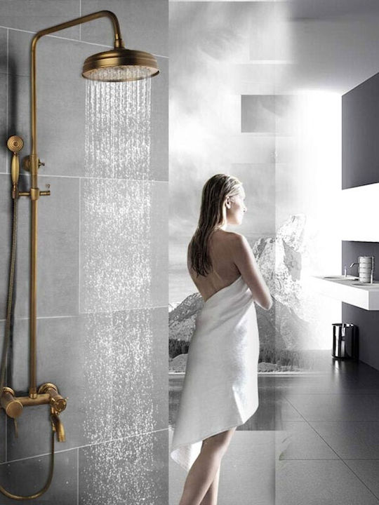 Adjustable Shower Column with Bathtub Mixer Bronze