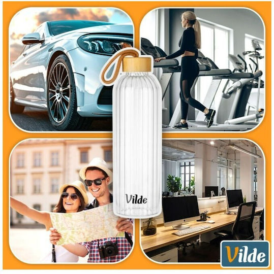 Vilde Vilde Glas Wasserflasche mit Schraubdeckel Transparent 750ml